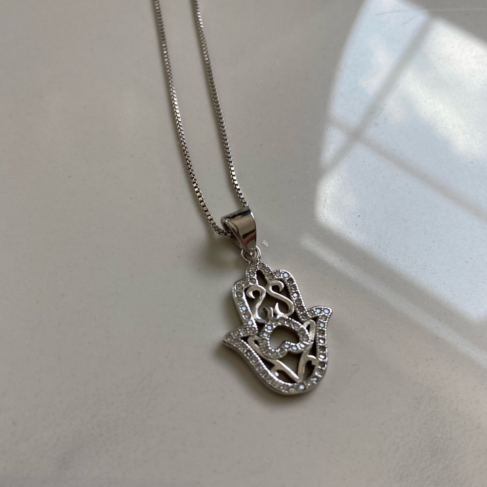 Silver Hamsa Hand Necklace